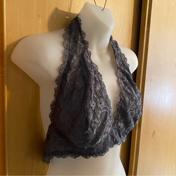 Free People • Lace Galloon Halter Bra in Grey - Picture 3 of 8